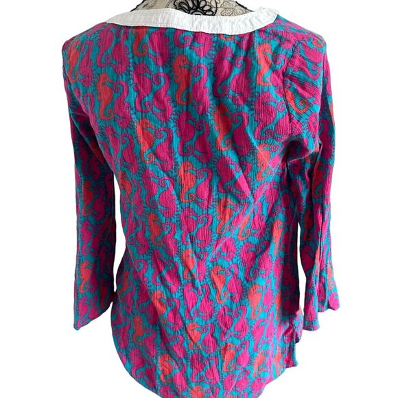 LILLY PULITZER Seahorse Print Tunic Top Sz XS - Picture 4 of 5